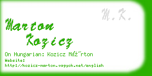 marton kozicz business card